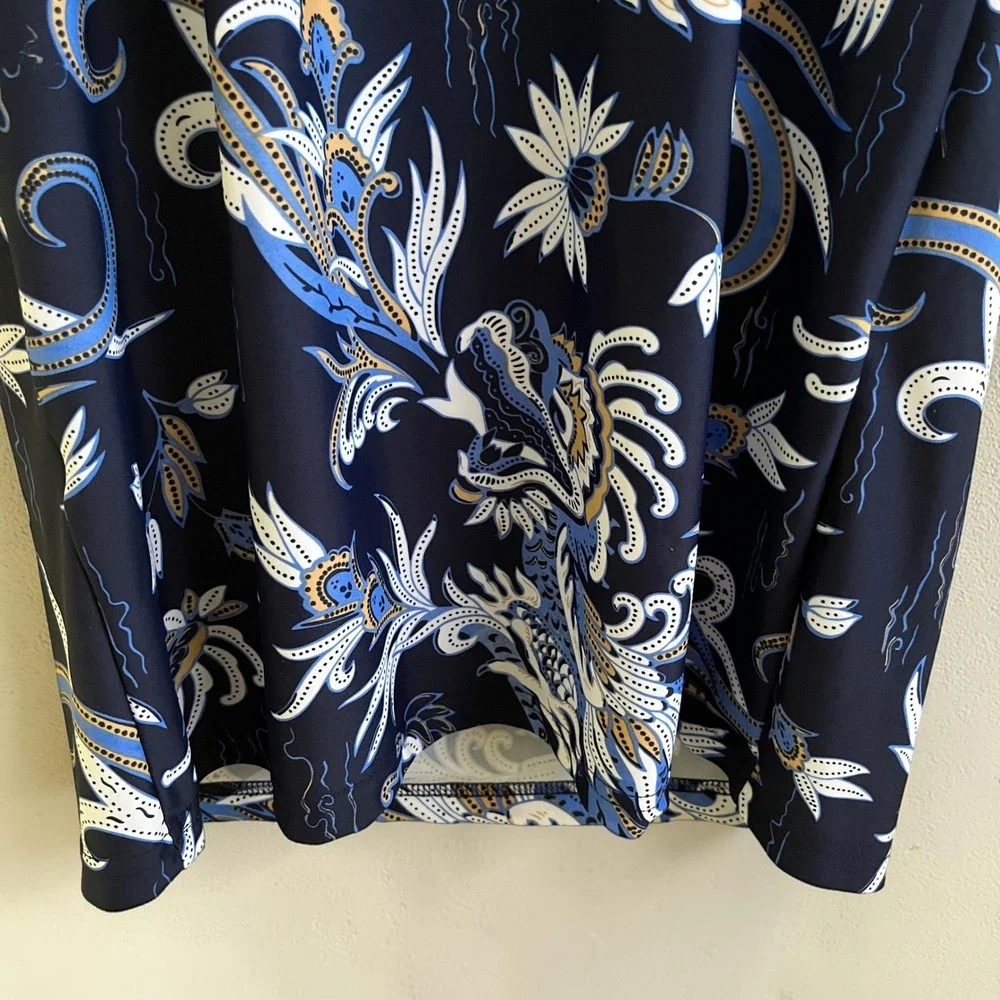 Jude Connally Dress Women's Small Navy Blue Paisley Floral Preppy Vacation
